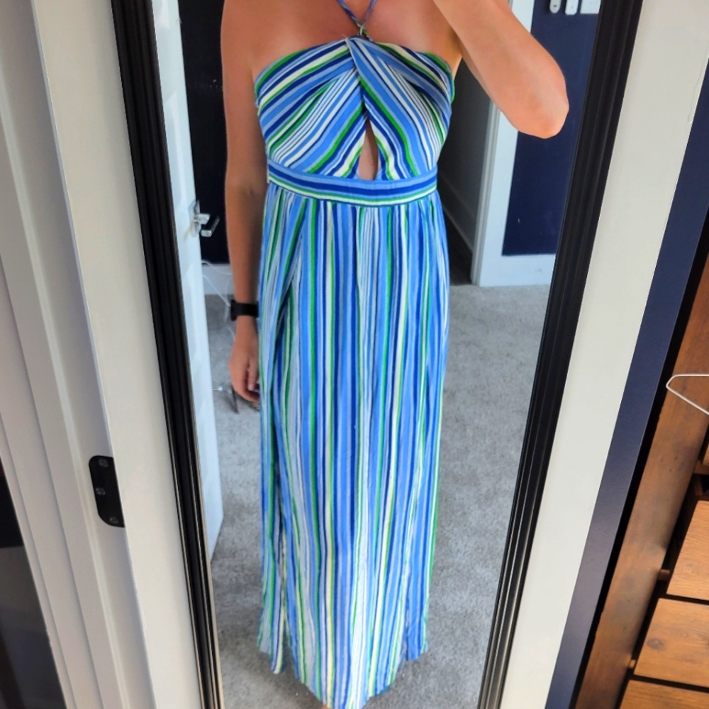 Halter, stripped, maxi